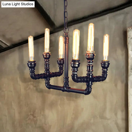 Trident Metallic Suspension Pendant - Black, 6 Heads - Perfect for Restaurants!