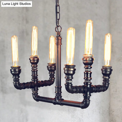 Trident Metallic Suspension Pendant - Black, 6 Heads - Perfect for Restaurants!