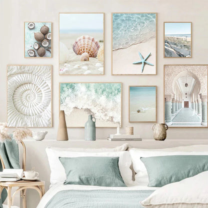 Tropical Ocean Shell Wall Art for Living Room - Posters