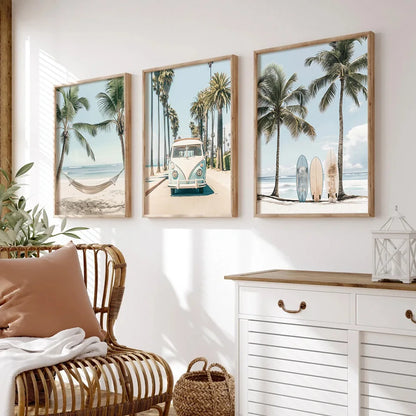 Tropical Surfboard Travel Wall Art Set - Posters