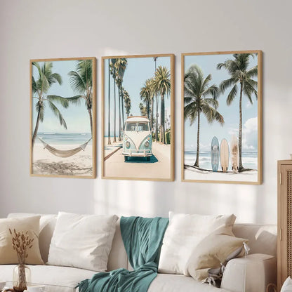 Tropical Surfboard Travel Wall Art Set - Posters