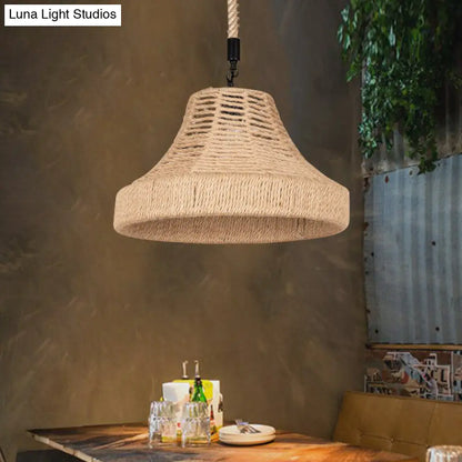 Trumpet Down Lighting Pendant with Manila Rope Hanging - Ideal for Restaurants