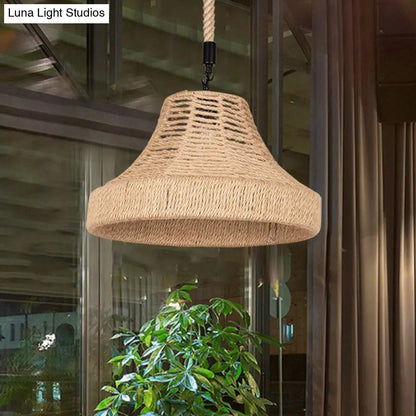 Trumpet Down Lighting Pendant with Manila Rope Hanging - Ideal for Restaurants