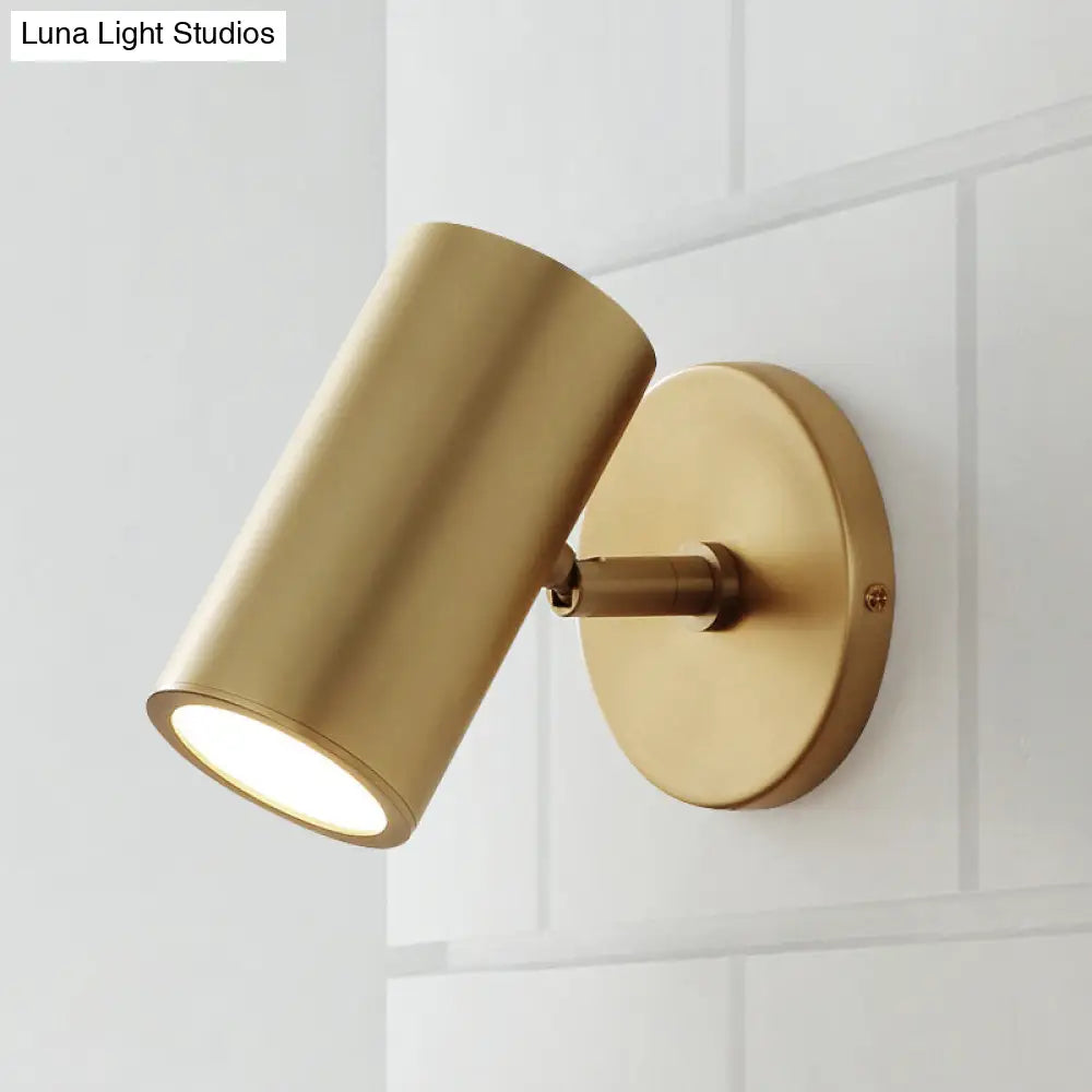 Tube Brass Spotlight Wall Light - Postmodern Metal Reading Lamp for Bedroom