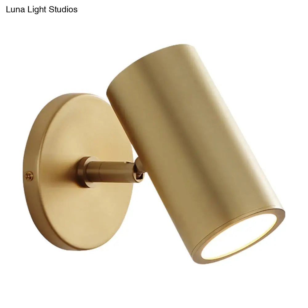 Tube Brass Spotlight Wall Light - Postmodern Metal Reading Lamp for Bedroom