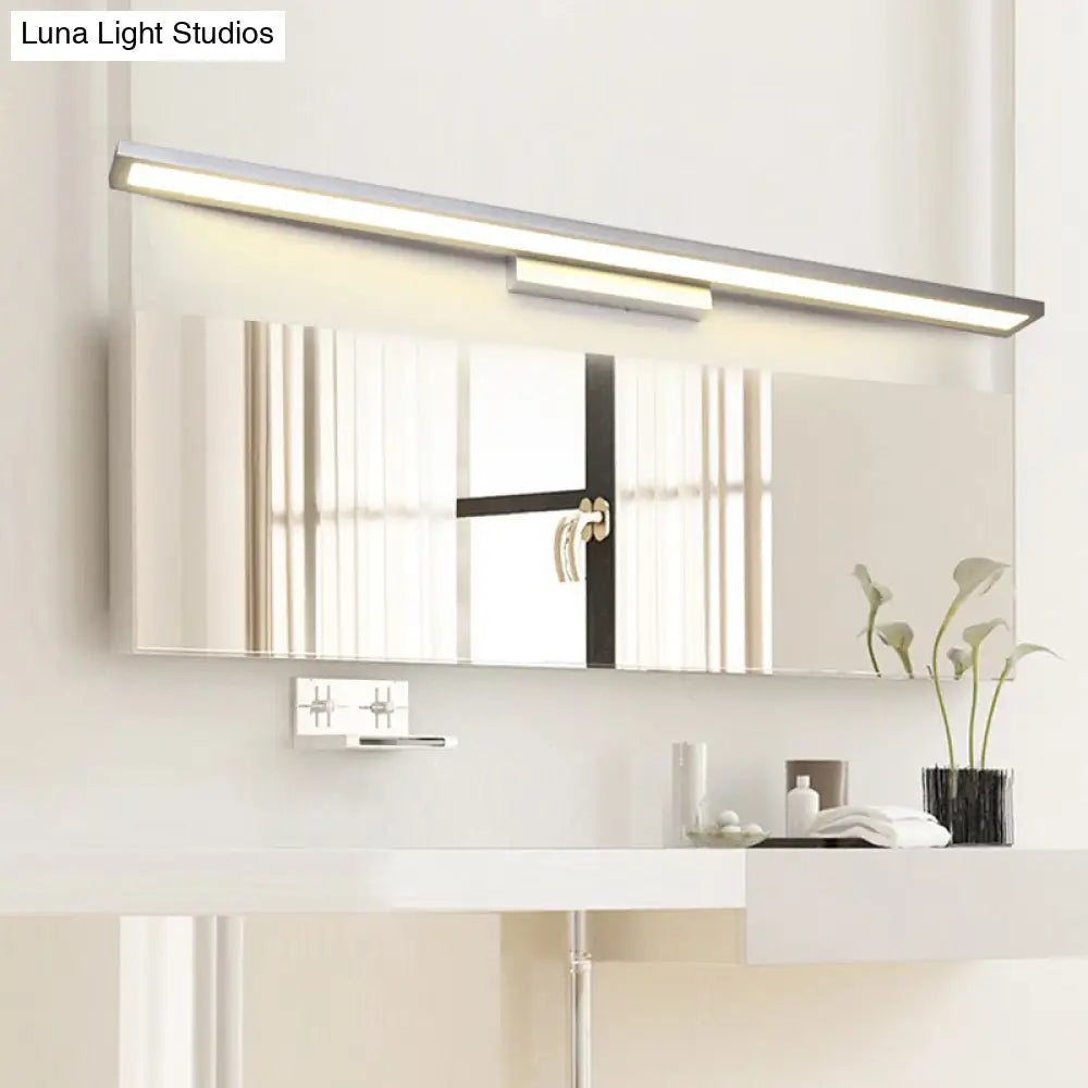 Tube Metal LED Bathroom Vanity Lamp - Minimalist Light Fixture in Black/Silver with Warm/White Light