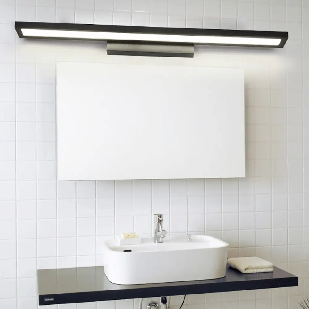 Tube Metal LED Bathroom Vanity Lamp - Minimalist Light Fixture in Black/Silver with Warm/White Light
