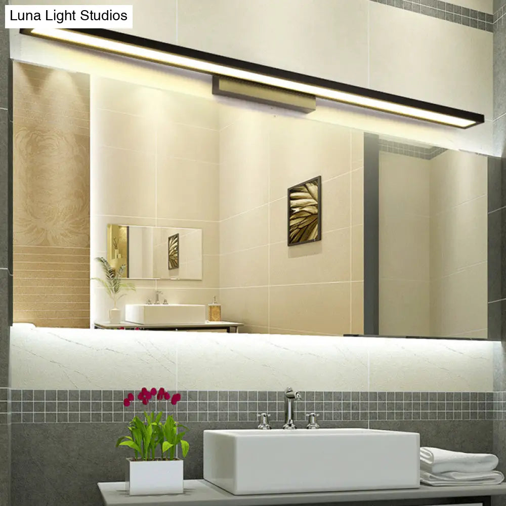 Tube Metal LED Bathroom Vanity Lamp - Minimalist Light Fixture in Black/Silver with Warm/White Light