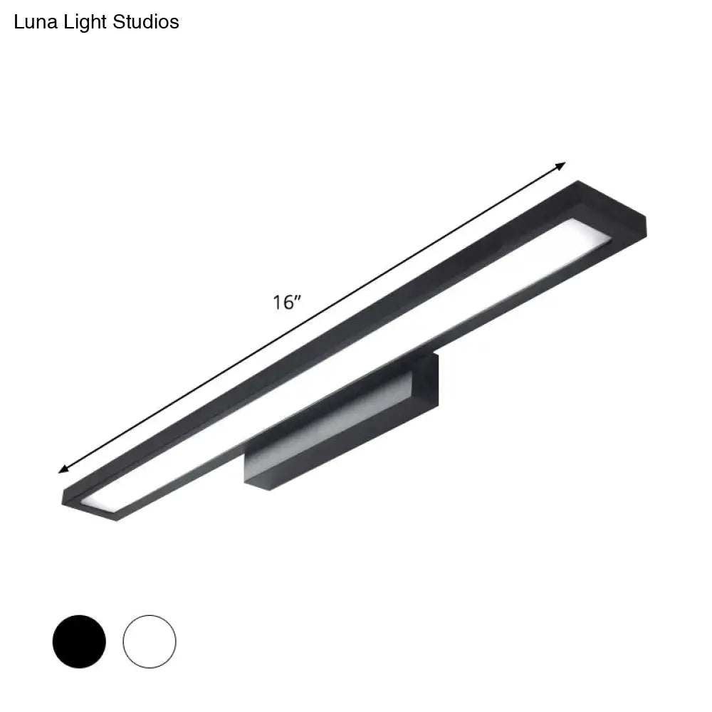 Tube Metal LED Bathroom Vanity Lamp - Minimalist Light Fixture in Black/Silver with Warm/White Light