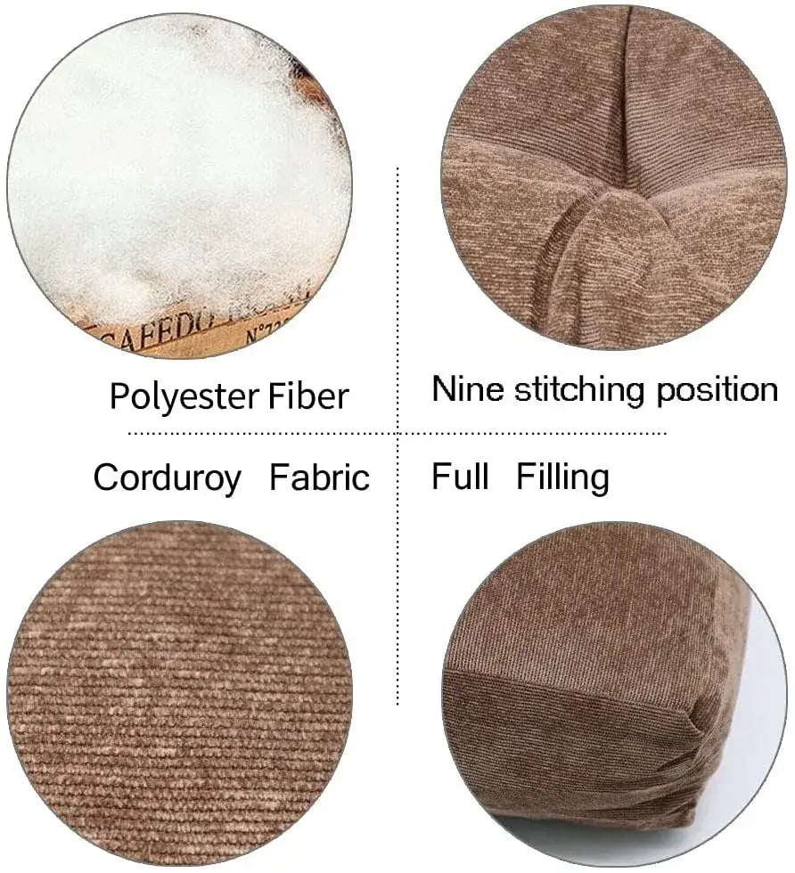 Tufted brown velvet corduroy floor seat cushion with polyester fiber filling for decorbites corduroy floor seating