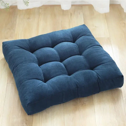 Deep blue corduroy floor seat cushion with tufted quilted design for decorbites corduroy floor comfort and style