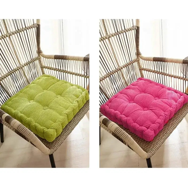 Bright lime green and vibrant pink decorbites corduroy tufted floor seat cushions for living room chair pad decor