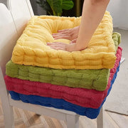 Yellow corduroy quilted tufted floor seat cushion stacked on green pink and blue decorbites corduroy tufted chair pads