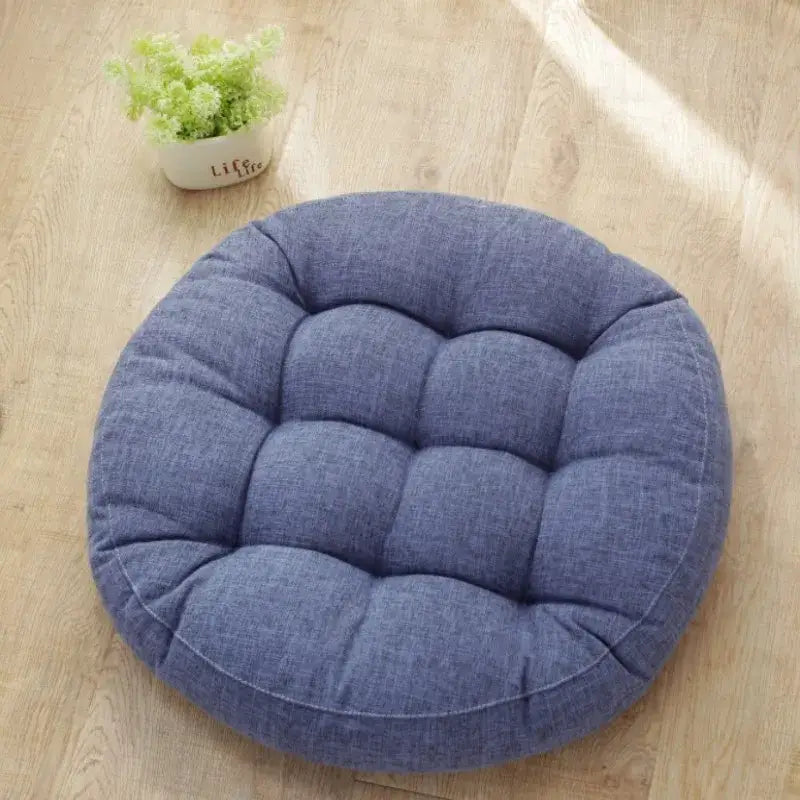 Blue quilted fabric decorbites kids round floor cushion suitable for kids bedroom seating and decorbites kids round use