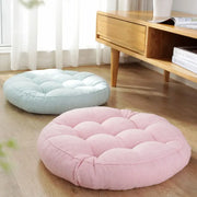 Soft pink and light blue fabric tufted round floor cushions for kids bedroom seating decorbites kids round floor cushions