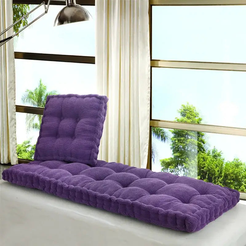 Purple corduroy tufted seat cushion set with matching backrest for decorbites indoor bench living room sofa pad