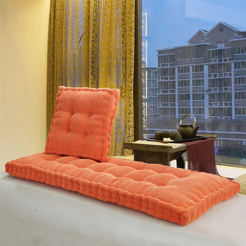 Orange corduroy tufted seat cushion for decorbites indoor bench seat enhancing living room sofa comfort