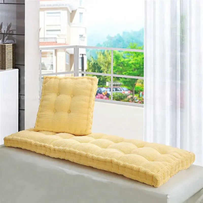 Yellow corduroy tufted seat cushion set for decorbites indoor bench living room indoor bench seat pad