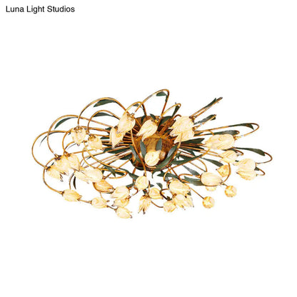 DecorBites™ DecorBites™ Tulip Ceiling Lamp - LED Semi Flush Light in Brass for Living Room by American Garden