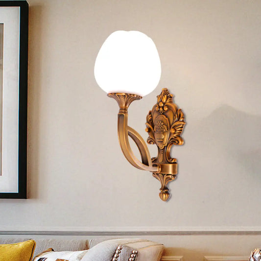 Tulip White Glass Wall Sconce - 1/2-Bulb Living Room Lighting Fixture