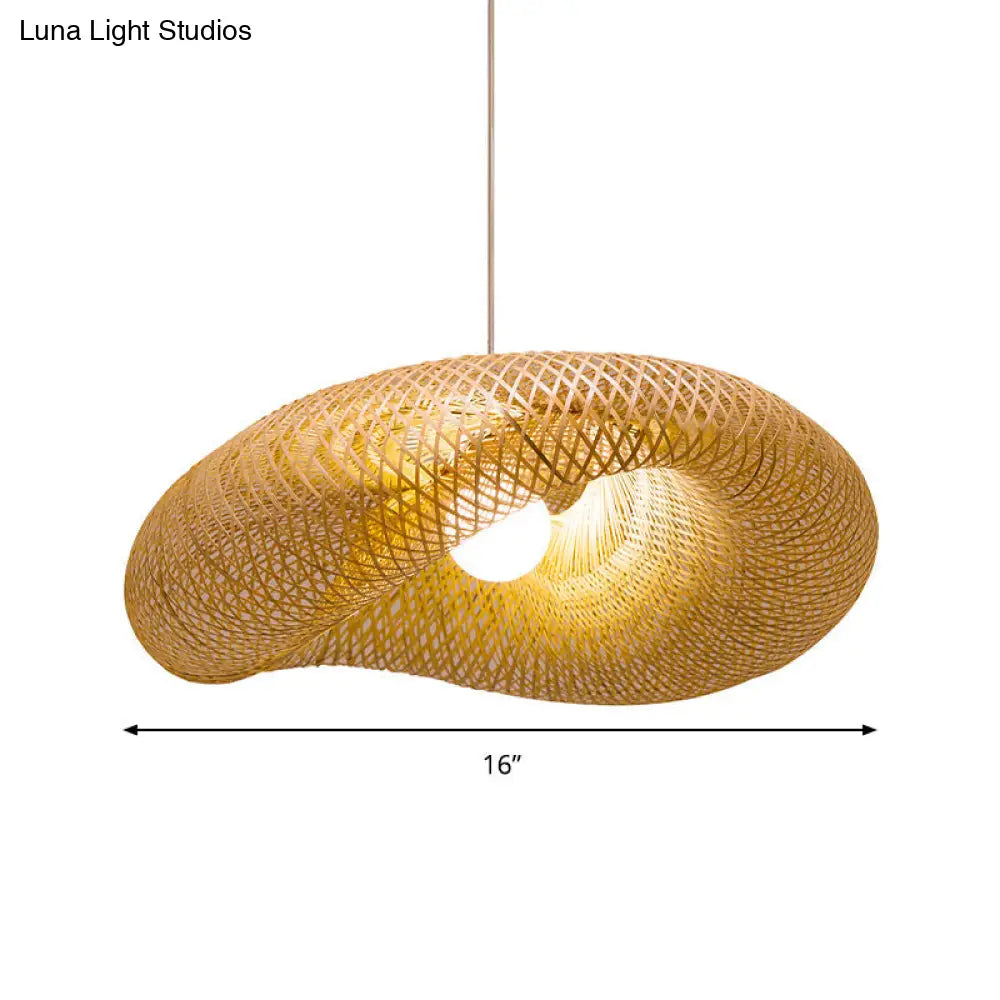 Twist Pendant Lighting - Bamboo 1-Light Hanging Lamp in Beige - Multiple Sizes