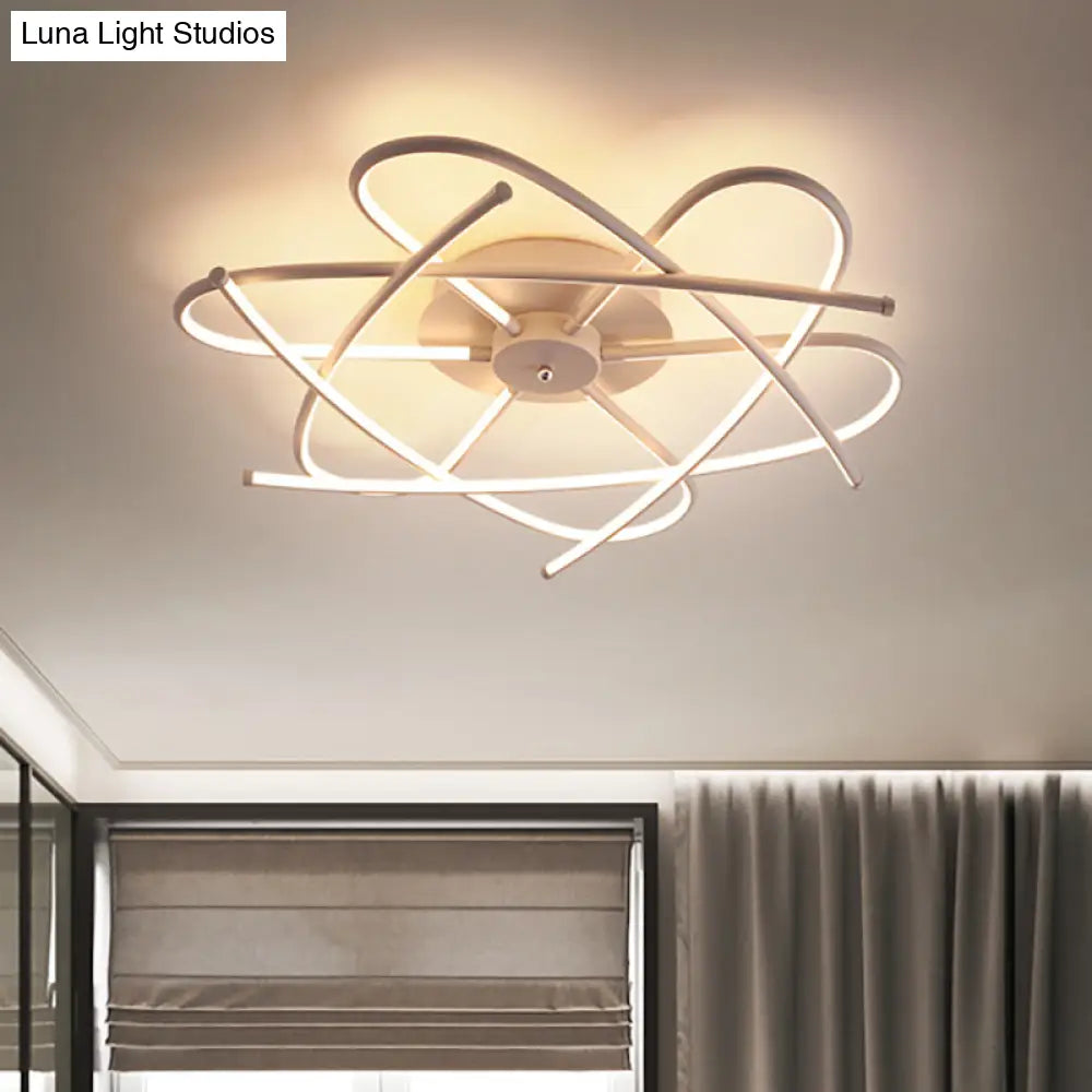 Twisted Flush Lighting Modernist Acrylic LED Ceiling Lamp Fixture in Black/Grey, White/Warm Light, Multiple Sizes