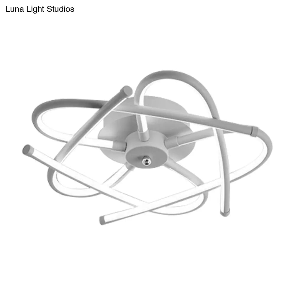 Twisted Flush Lighting Modernist Acrylic LED Ceiling Lamp Fixture in Black/Grey, White/Warm Light, Multiple Sizes