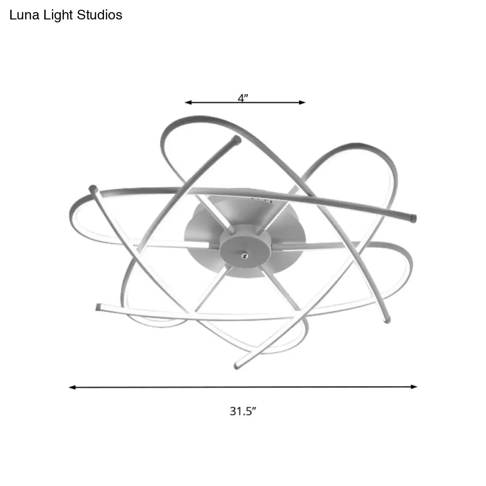 Twisted Flush Lighting Modernist Acrylic LED Ceiling Lamp Fixture in Black/Grey, White/Warm Light, Multiple Sizes