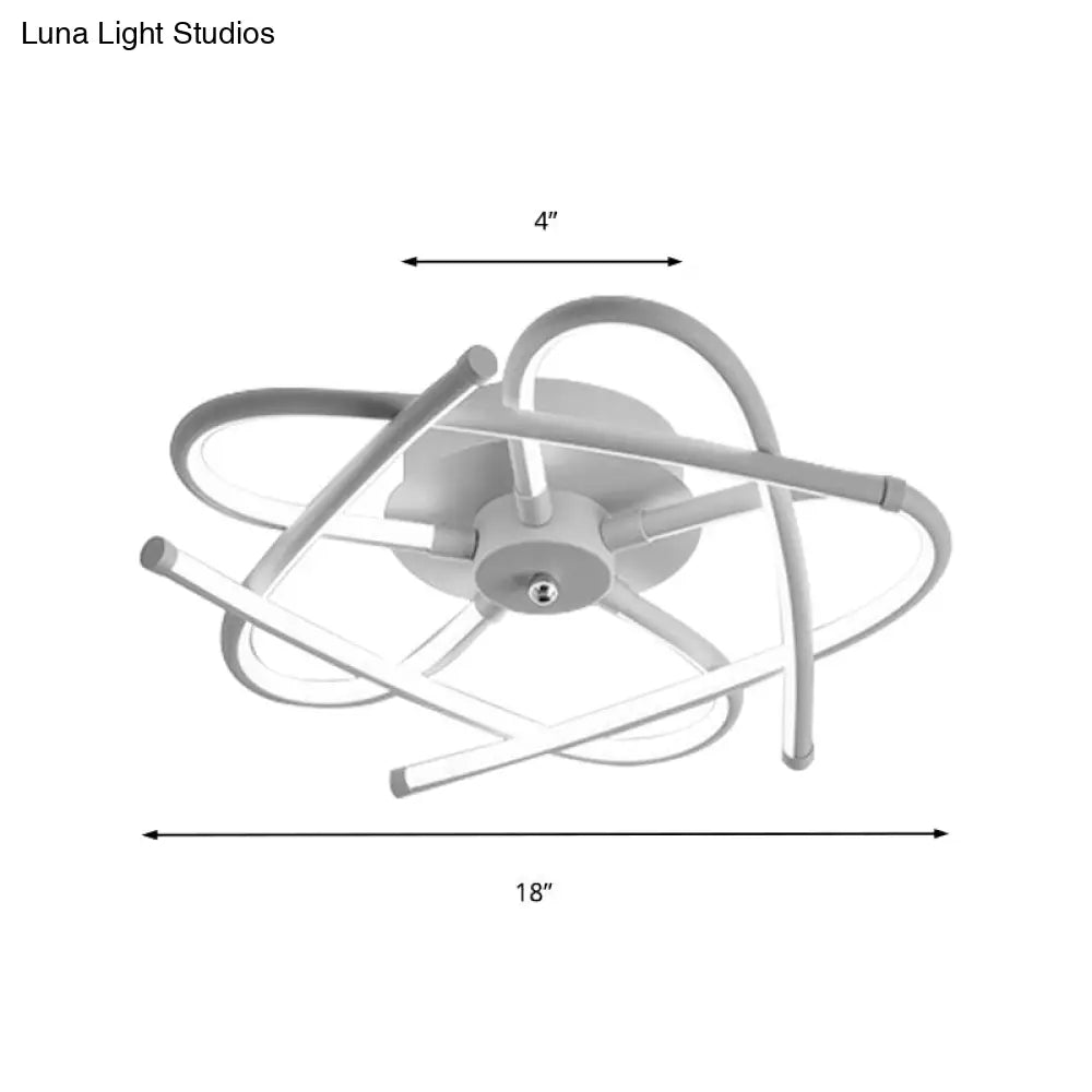 Twisted Flush Lighting Modernist Acrylic LED Ceiling Lamp Fixture in Black/Grey, White/Warm Light, Multiple Sizes