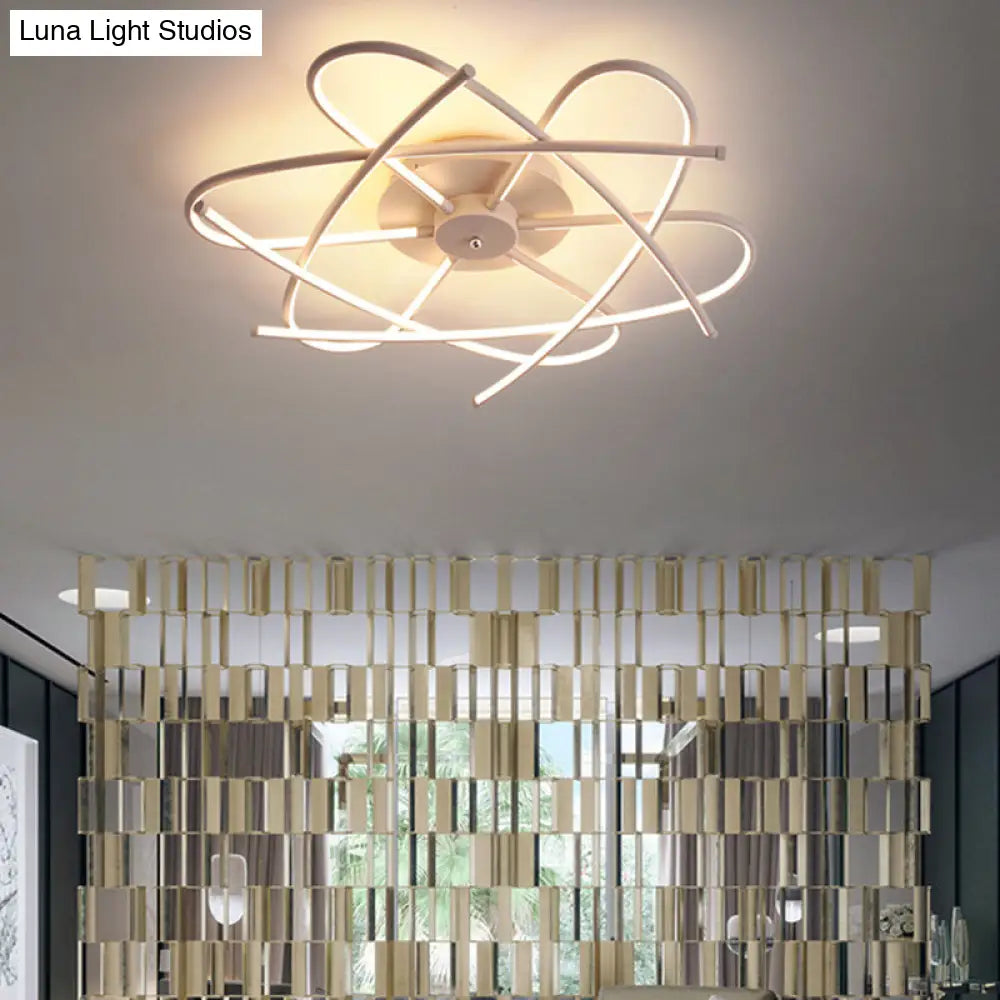 Twisted Flush Lighting Modernist Acrylic LED Ceiling Lamp Fixture in Black/Grey, White/Warm Light, Multiple Sizes
