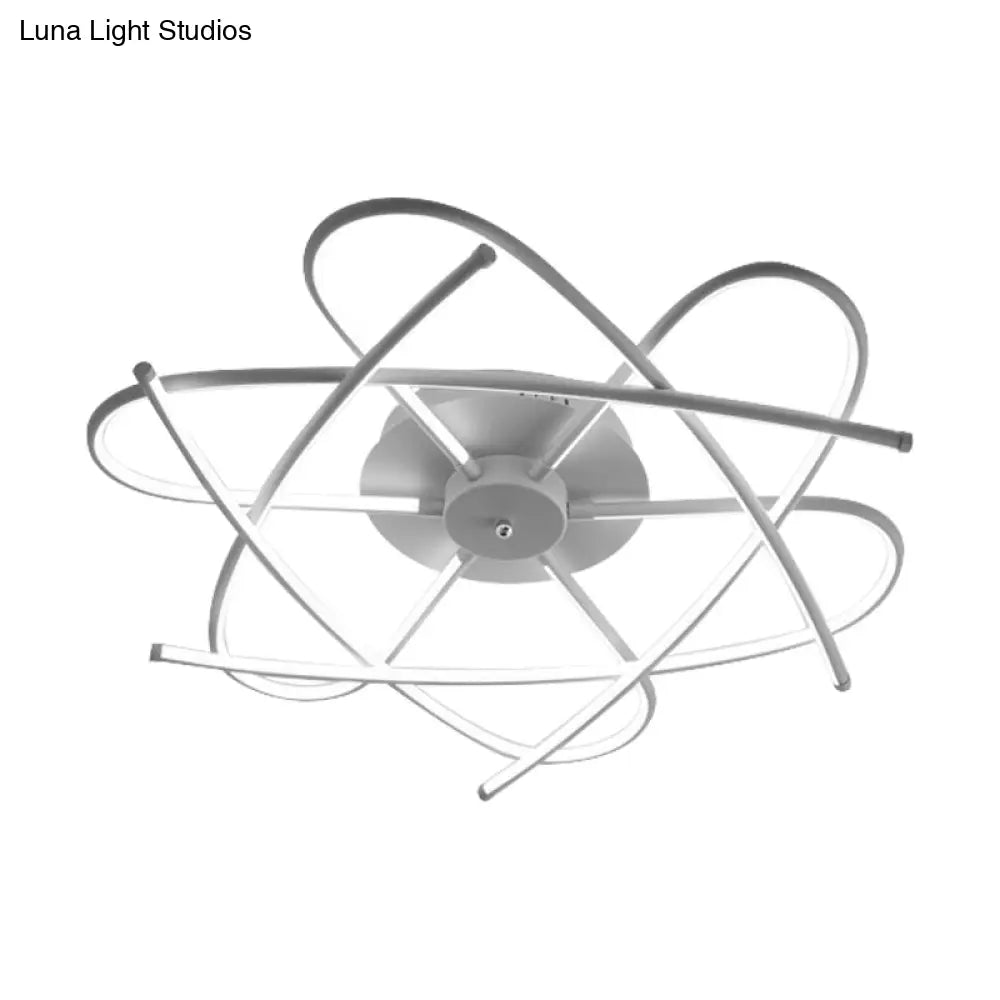 Twisted Flush Lighting Modernist Acrylic LED Ceiling Lamp Fixture in Black/Grey, White/Warm Light, Multiple Sizes