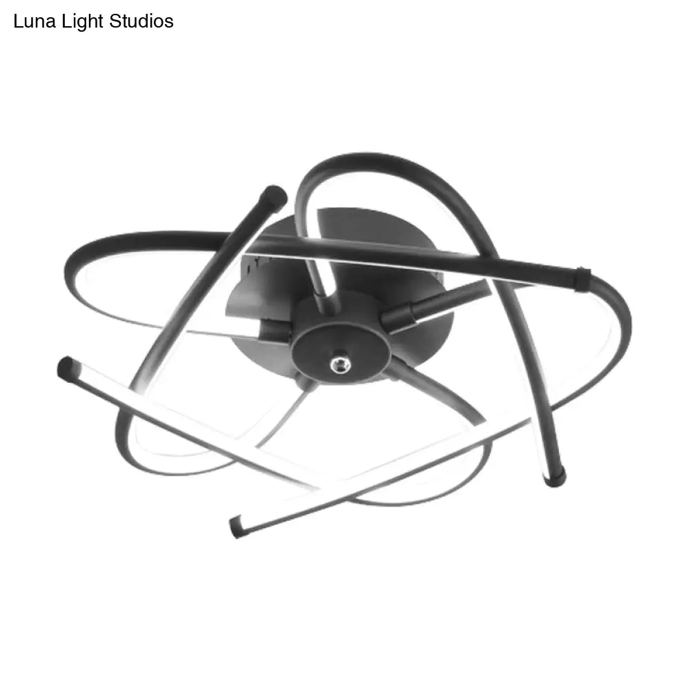 Twisted Flush Lighting Modernist Acrylic LED Ceiling Lamp Fixture in Black/Grey, White/Warm Light, Multiple Sizes