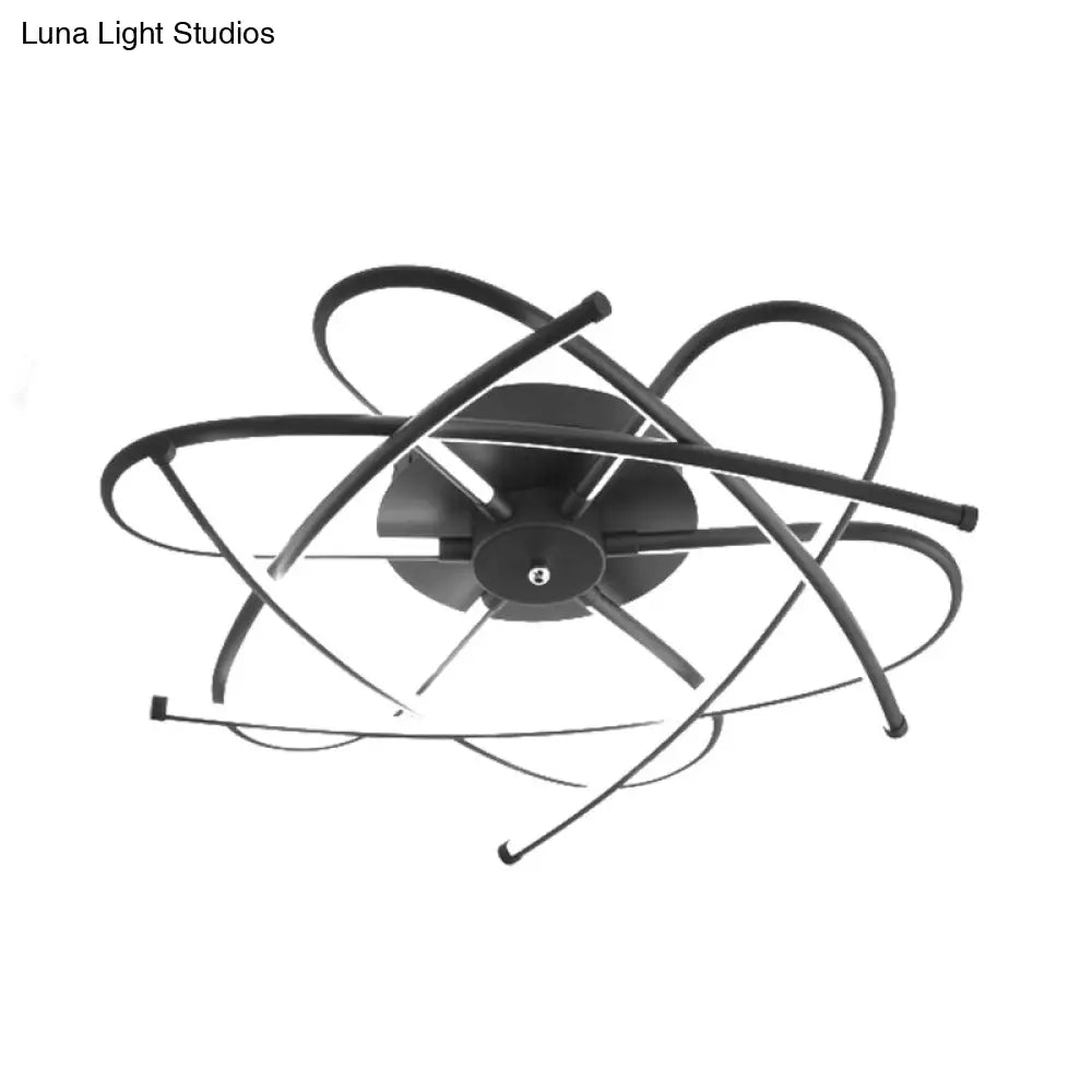 Twisted Flush Lighting Modernist Acrylic LED Ceiling Lamp Fixture in Black/Grey, White/Warm Light, Multiple Sizes