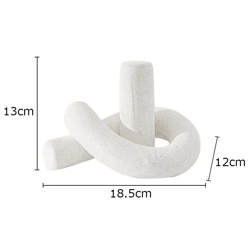 Twisted knot cream ceramic desktop storage tissue box with white speckled abstract interlocking cylindrical decorbites ceramic desktop