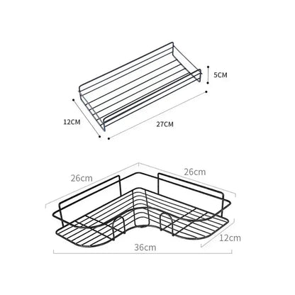 Black metal wire shower caddy with rectangular and l-shaped two tier design for bathroom storage shelves decorbites corner bathroom