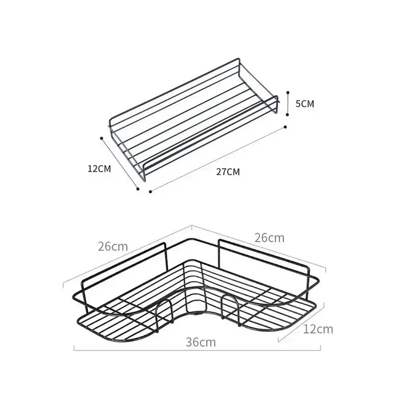 Black metal wire shower caddy with rectangular and l-shaped two tier design for bathroom storage shelves decorbites corner bathroom