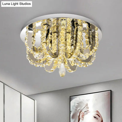 DecorBites™ DecorBites™ U-Shape Crystal LED Flush Mount Ceiling Light in Stainless-Steel - Simplicity at its Finest