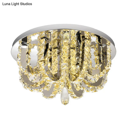 DecorBites™ DecorBites™ U-Shape Crystal LED Flush Mount Ceiling Light in Stainless-Steel - Simplicity at its Finest