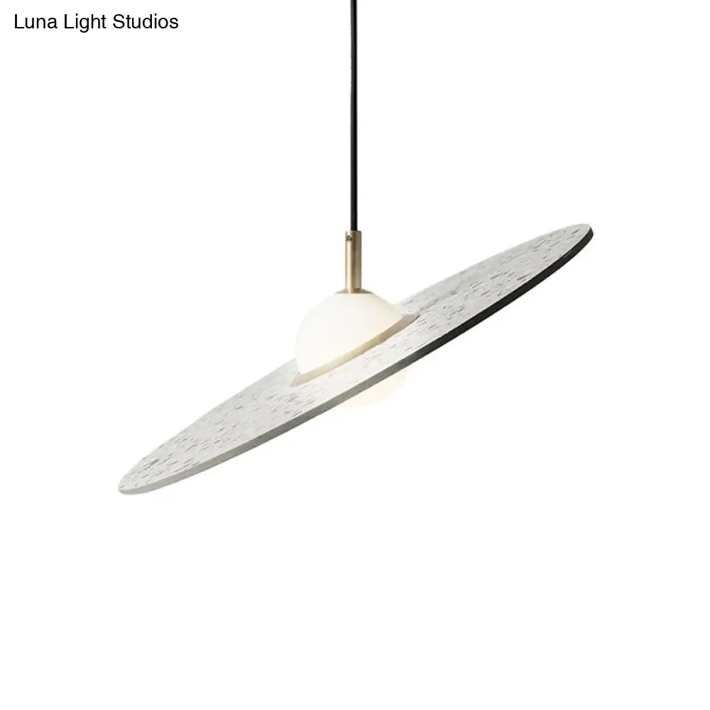 UFO Shaped Pendant Lamp Modern Concrete 1 Light Black/White/Pink Hanging Ceiling Light