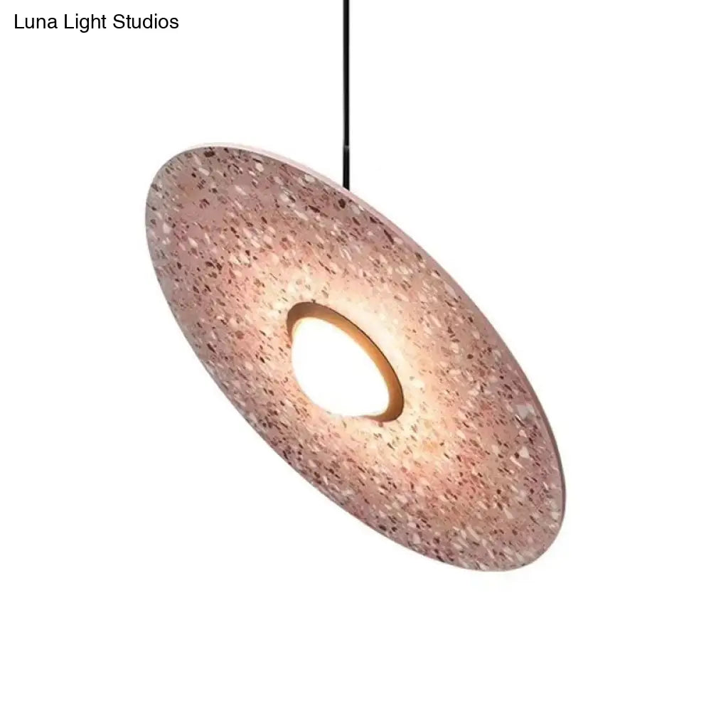 UFO Shaped Pendant Lamp Modern Concrete 1 Light Black/White/Pink Hanging Ceiling Light