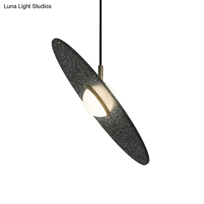 UFO Shaped Pendant Lamp Modern Concrete 1 Light Black/White/Pink Hanging Ceiling Light