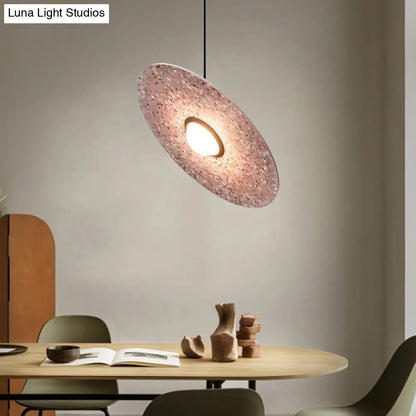 UFO Shaped Pendant Lamp Modern Concrete 1 Light Black/White/Pink Hanging Ceiling Light