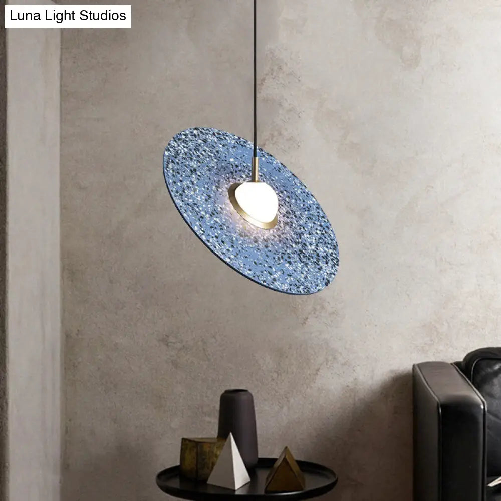 UFO Shaped Pendant Lamp Modern Concrete 1 Light Black/White/Pink Hanging Ceiling Light