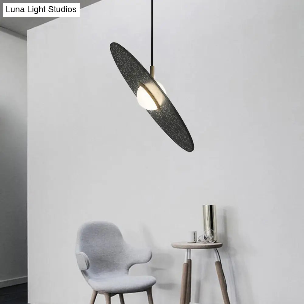 UFO Shaped Pendant Lamp Modern Concrete 1 Light Black/White/Pink Hanging Ceiling Light