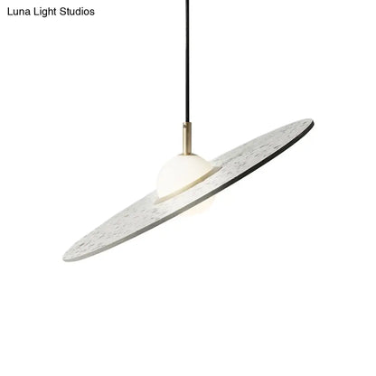 UFO Shaped Pendant Lamp Modern Concrete 1 Light Black/White/Pink Hanging Ceiling Light