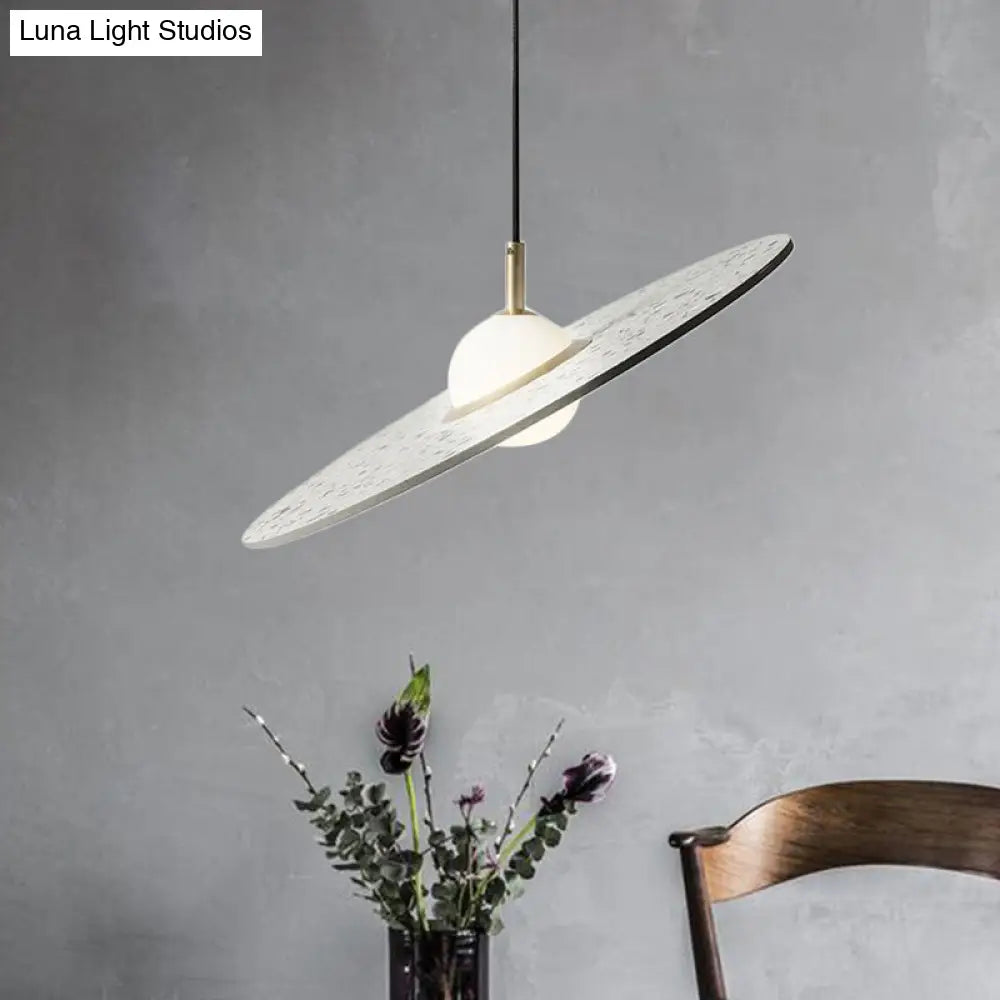 UFO Shaped Pendant Lamp Modern Concrete 1 Light Black/White/Pink Hanging Ceiling Light