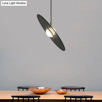 UFO Shaped Pendant Lamp Modern Concrete 1 Light Black/White/Pink Hanging Ceiling Light