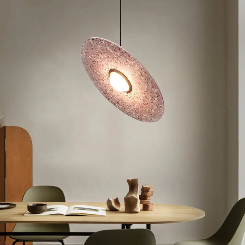 UFO Shaped Pendant Lamp Modern Concrete 1 Light Black/White/Pink Hanging Ceiling Light