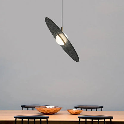 UFO Shaped Pendant Lamp Modern Concrete 1 Light Black/White/Pink Hanging Ceiling Light