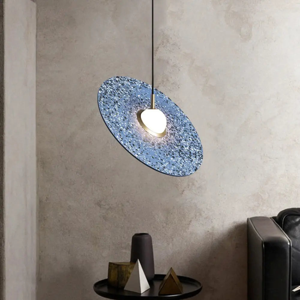 UFO Shaped Pendant Lamp Modern Concrete 1 Light Black/White/Pink Hanging Ceiling Light